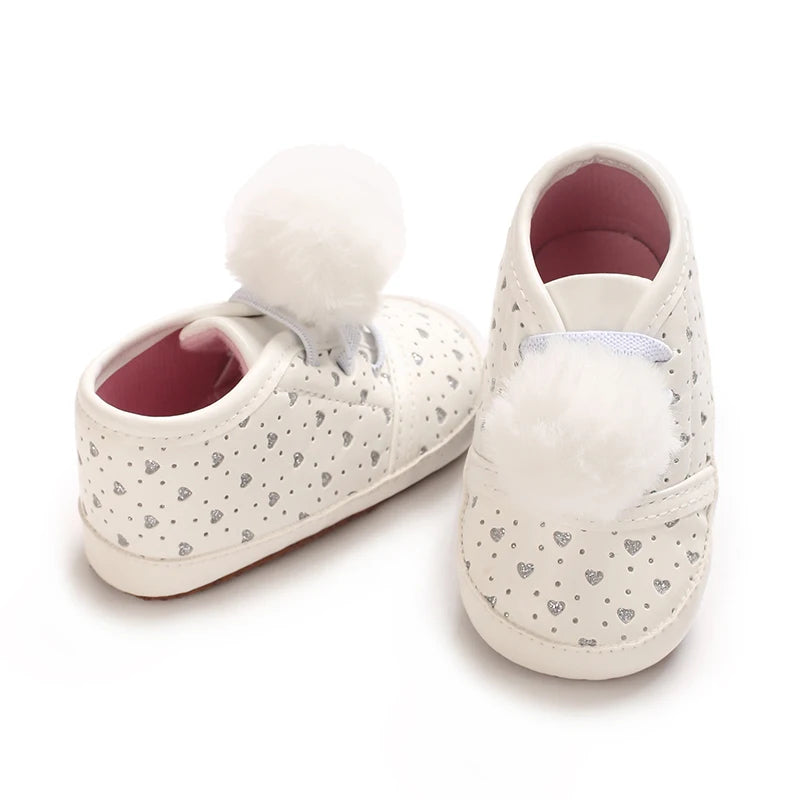 Scarpe da passeggio per bambini, sneakers con stampa e fiocco, calzature casual con suola morbida per neonati da 0 a 18 mesi