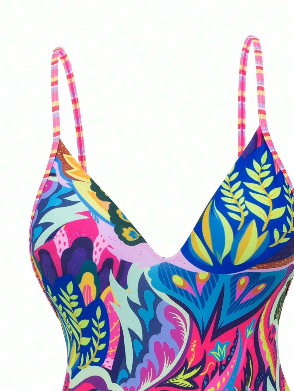 Sexy Deep V Print Backless Triangle Pant One Piece Swimsuit Women's Strapless Body Covering Cross-Border Trend 2026