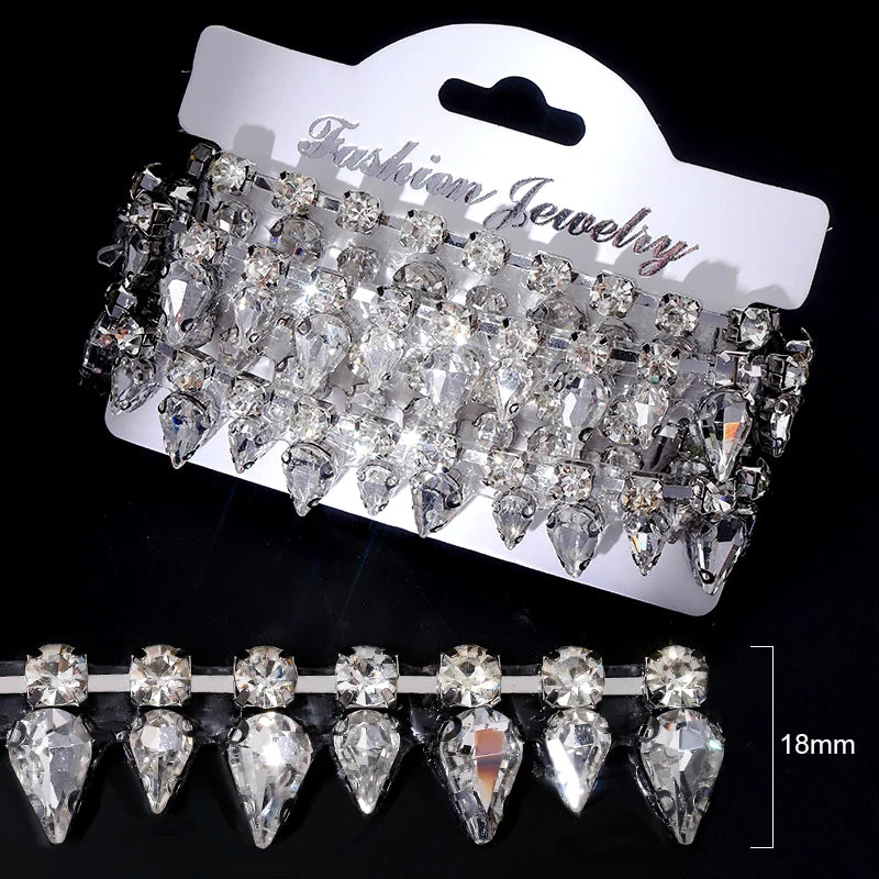 Ducrystal 1 metro motivo strass nastro hot fix vetro cristallo strass trim catena per scarpe fai da te, borse, abiti decorazione