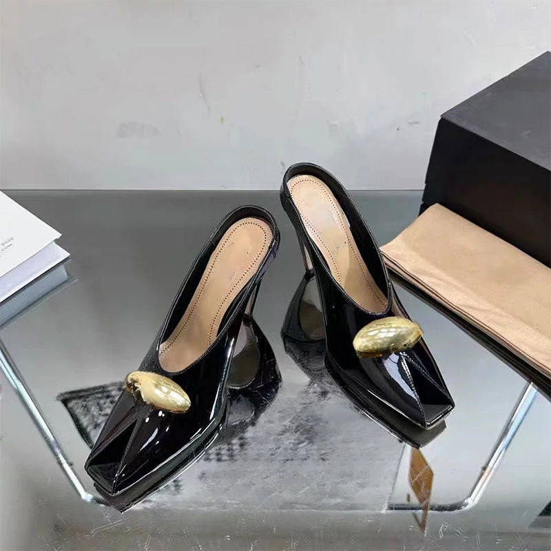 Sandali con Tacco Alto 10,5 cm Stile Show, Punta Aperta, Primavera-Estate, Nero e Bianco, Moda Sexy, Scarpe Professionali da Donna per il Lavoro, Taglia 43