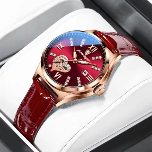 POEDAGAR Orologi casual di lusso per donna Orologio da donna in pelle con calendario impermeabile Orologio da polso al quarzo da donna di moda di alta qualità