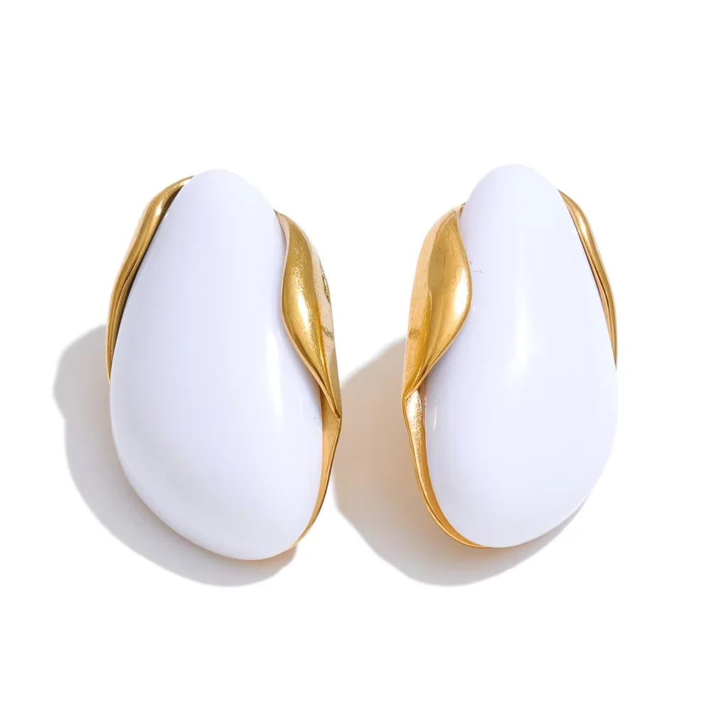 Yhpup Nuovo design Marrone Verde Beige Resina Anello geometrico regolabile PVD dorato Acciaio inossidabile Regalo di gioielli con dita antiruggine