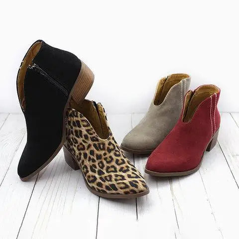 High Heel Boot Women Sexy Pointy Thick Heel Boots Party Leopard Print  Shoe Ladies Outdoor comfortable casual women's boots