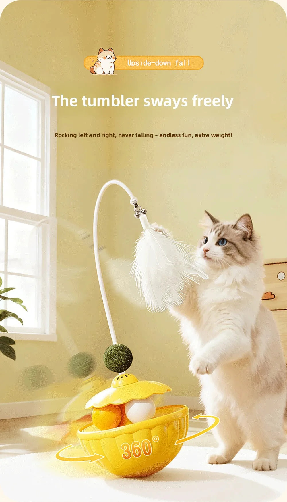 Giocattoli per Gatti: Bastone Teaser con Piuma Rimovibile e Pallina al Peppermint, Accessori per Animali Domestici