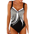 2024 Vintage One Piece Swimsuit Women Swimwear Tummy Control Monokini Sexy Bodysuit Print BathingSuit Female Beachwear Plus Size