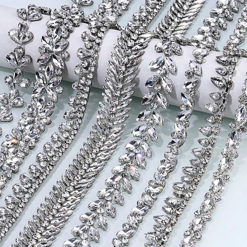Ducrystal 1 metro motivo strass nastro hot fix vetro cristallo strass trim catena per scarpe fai da te, borse, abiti decorazione