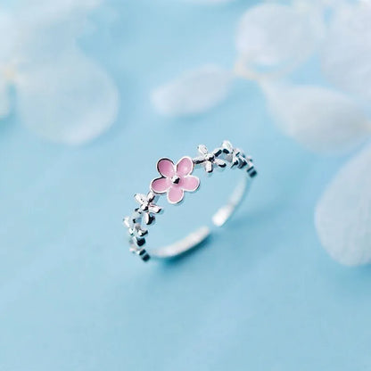 Anelli di apertura del fiore di zircone di lusso per le donne Cubic Zirconia Rosa Fiore di ciliegio Tulipano Anello da dito regolabile Gioielli da sposa