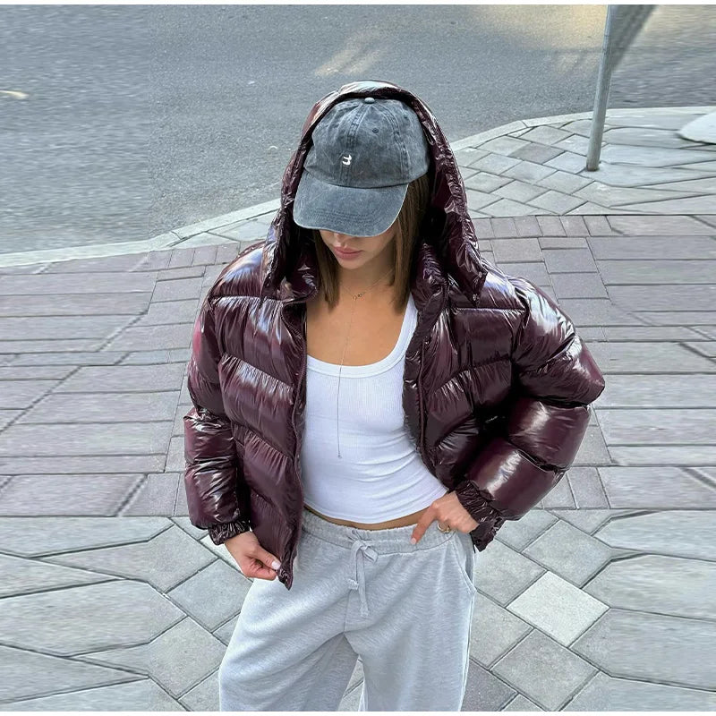 Giacche Invernali da Donna 2026 con Cappuccio, Casual, Collo Alto, Cerniera, Maniche Lunghe, Cappotto Caldo Femminile, Giacca Imbottita Chic da Strada per Signora, Novità