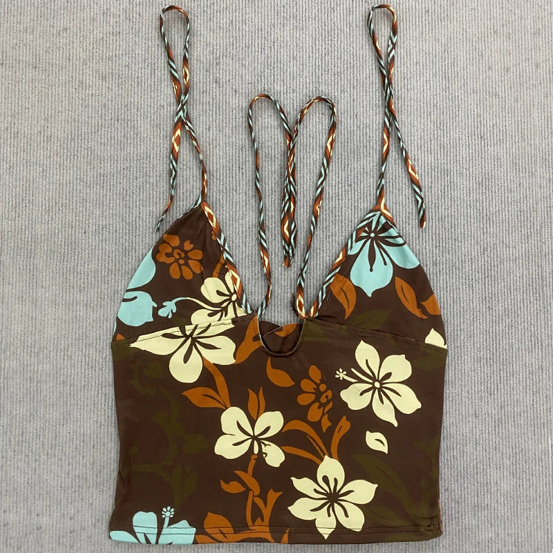 Maillot de bain deux pièces sexy pour femme au motif floral rétro, style décontracté pour la plage, nouvelle collection printemps-été 2026
