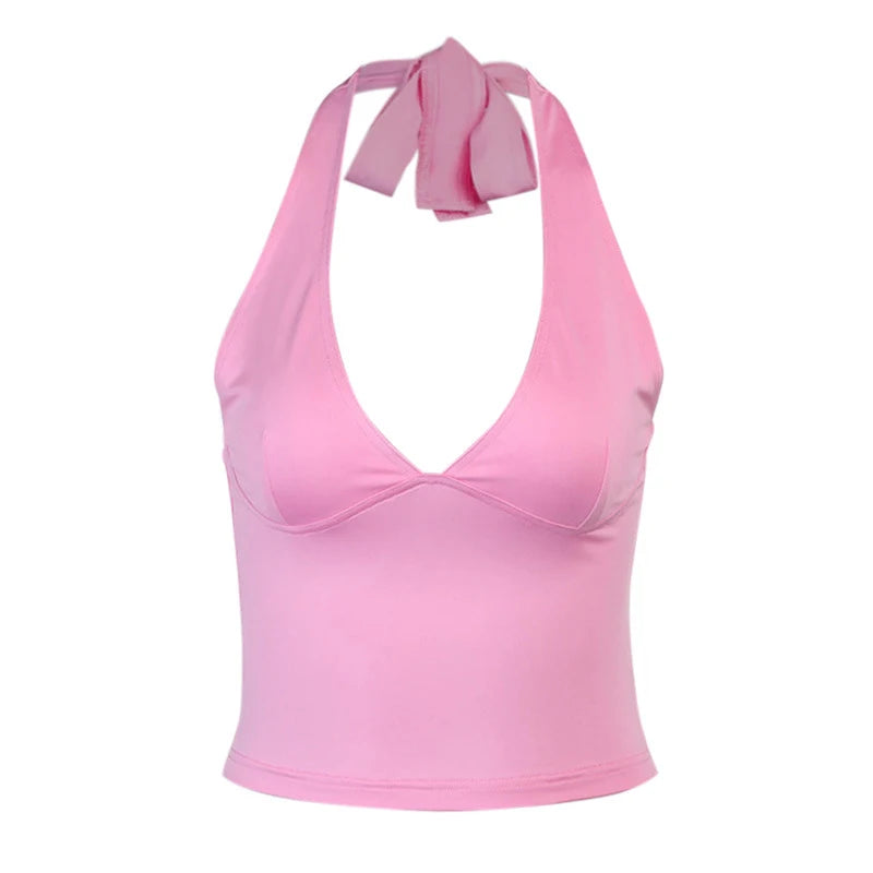 Top sexy con spalle scoperte da donna 2025 Club Party Outfits Guaina Pure senza maniche Bare Back Sexi Top corto estivo da donna