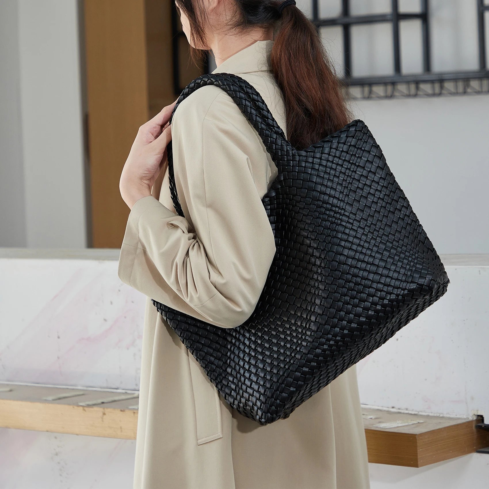 Borsa tote in tessuto Borsa da donna Borse a tracolla in pelle vegana - Borse tote da spiaggia estive alla moda - Borse da viaggio grandi