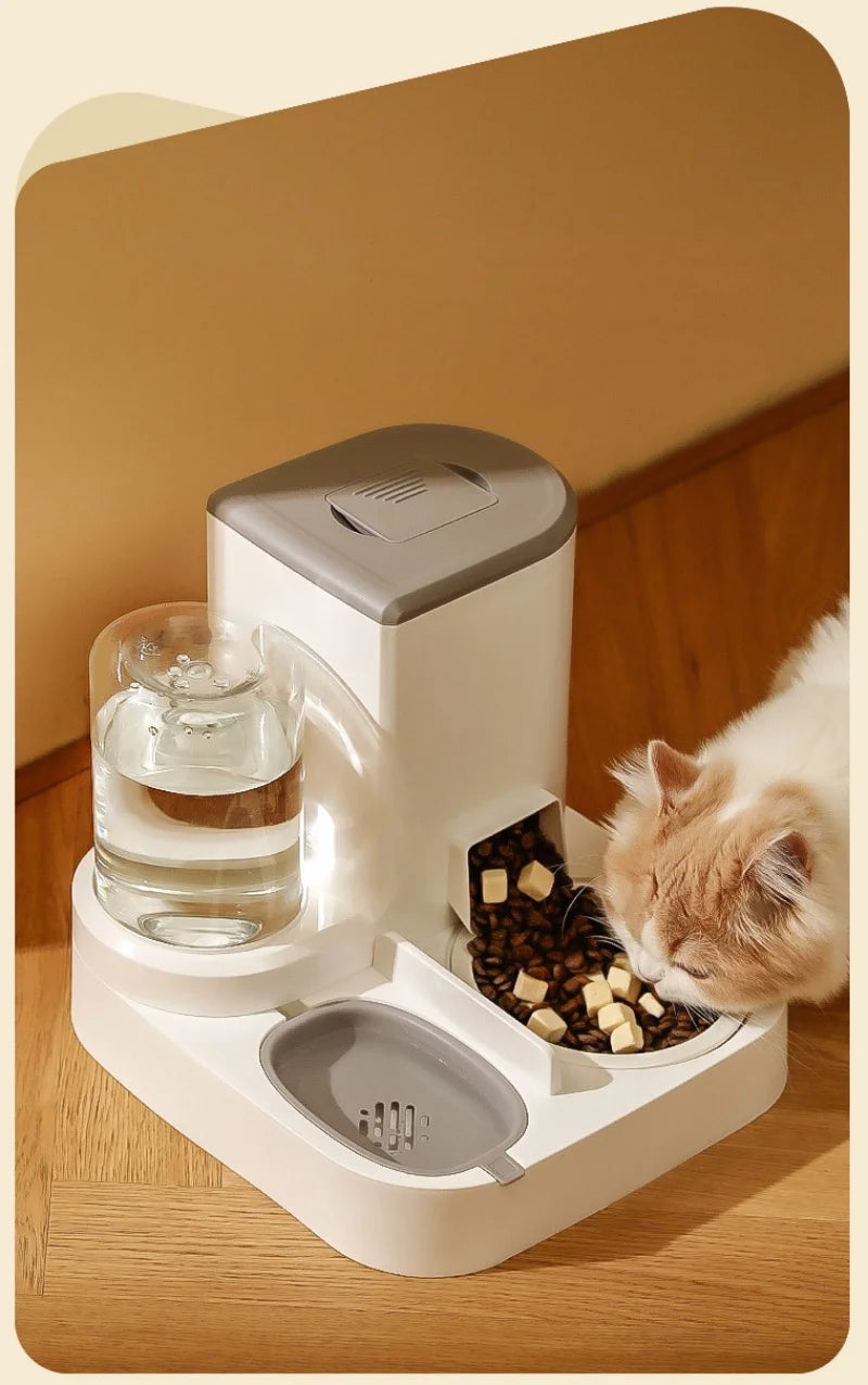 Distributore Automatico di Cibo e Acqua per Cani e Gatti, Set con Ciotola Universale per Animali Domestici