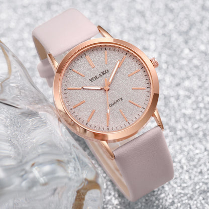 6 pezzi/set moda quadrante smerigliato orologio al quarzo da donna cinturino in pelle orologi da polso set di gioielli a forma di cuore (senza scatola)