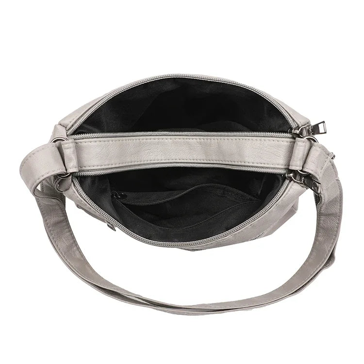 Borsa a tracolla in pelle da donna Tracolla regolabile Chiusura con cerniera Borsa per donna Viaggio Lavoro Borsa a tracolla casual quotidiana
