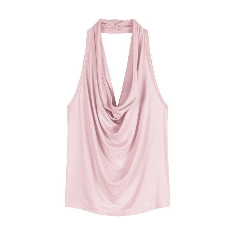 Summer Women Pure Desire Sexy Swing Collar Halter Sleeveless Slim Tank Top French Fashion Tank Top New 2025