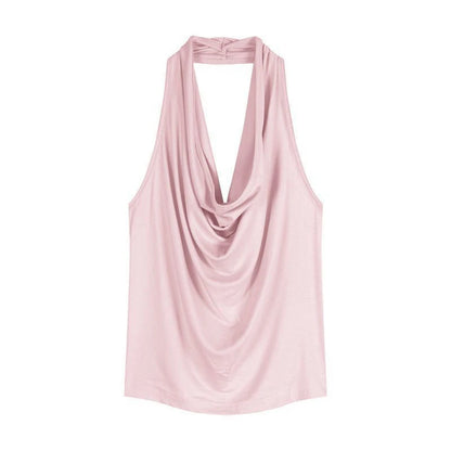 Summer Women Pure Desire Sexy Swing Collar Halter Sleeveless Slim Tank Top French Fashion Tank Top New 2025