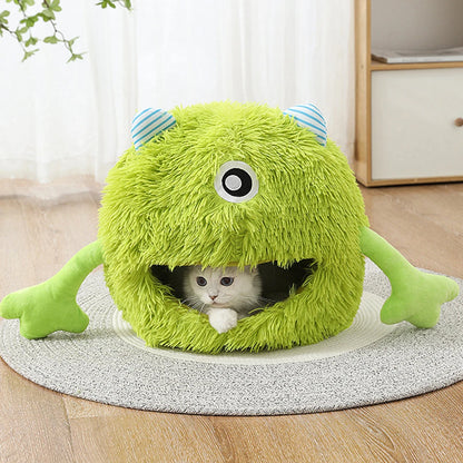 Cuccia per gatti cuccia per cani Cute Monster Cartoon Warm Plush Kitten Cushion Basket tenda Puppy Cave Nest Mat Bag forniture per animali domestici al coperto
