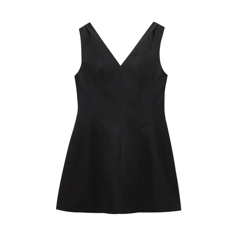 HH Summer Women scollo a V senza maniche senza schienale decorare mini abito con cerniera moda donna abiti sexy abito da festa stile street