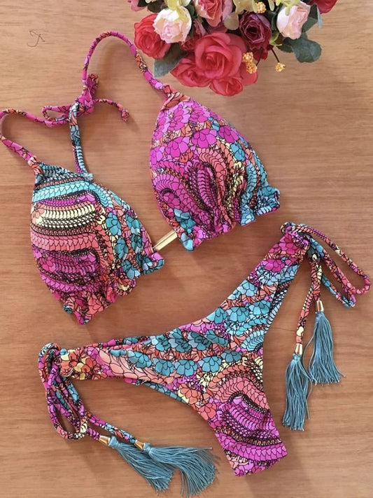 2022 Sexy Bikini Imprimé Floral Maillot de Bain String Bikini Ensemble Push Up Maillot de Bain Bikinis Femmes Biquini Maillot de Bain Plage Femmes
