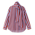 KONDALA Camicia Vintage a Righe con Fiocco da Donna, Casual, Asimmetrica, Moda Primavera 2026, Camicia Monopetto, Streetwear Chic Femminile