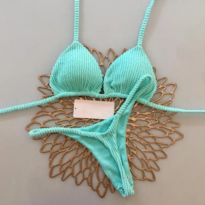 Nouveau maillot de bain fendu imprimé multicolore avec string sexy