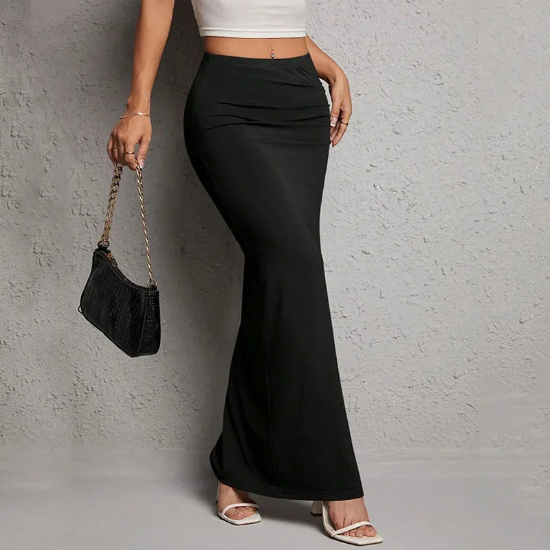 Lucyever Gonna aderente nera sexy per le donne Gonne lunghe eleganti con spacco laterale chic Donna Estate 2025 Nuove gonne longuette a vita alta