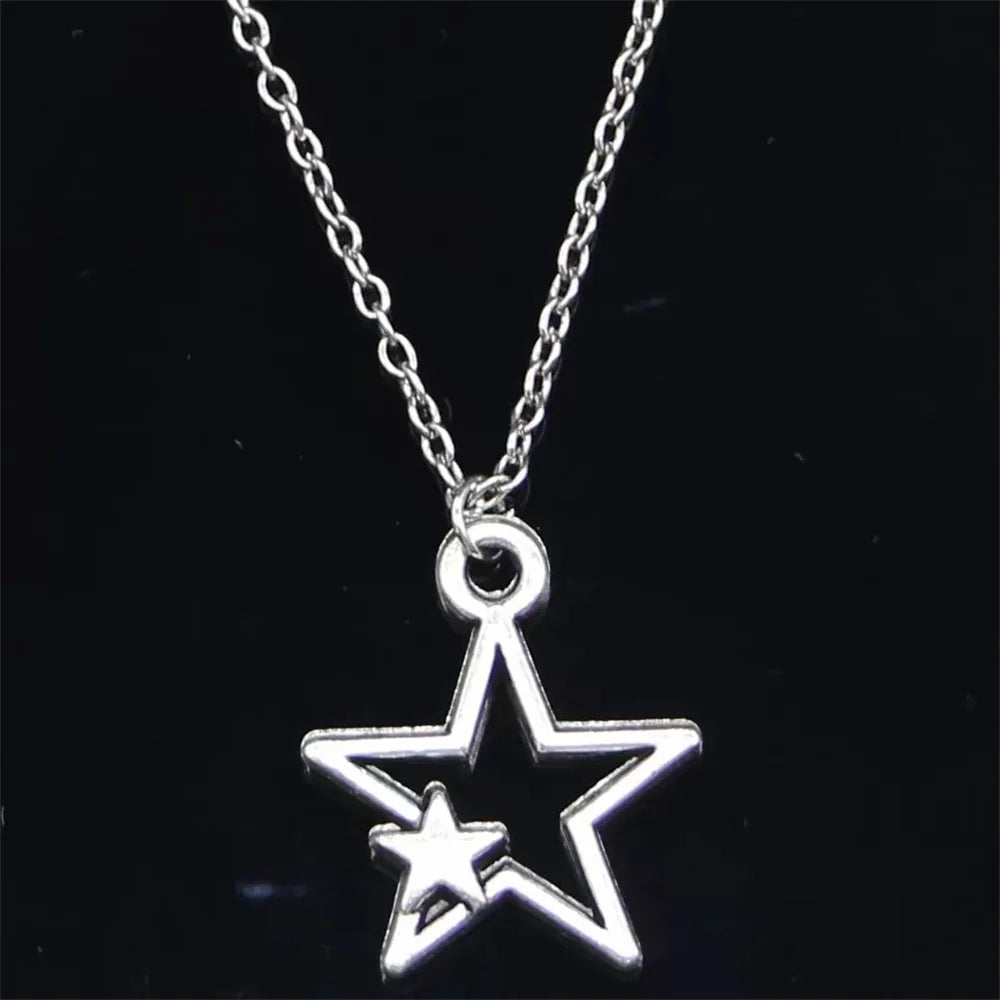 La più nuova moda tibetana cava doppia stella pendente collana girocollo fascino cordoncino in pelle nera prezzo di fabbrica gioielli fatti a mano regali