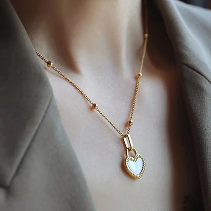 Collana vintage con ciondolo a forma di cuore a doppia faccia per donna, ragazza, catena clavicola, girocollo, nuova moda, gioielli alla moda, regalo per feste