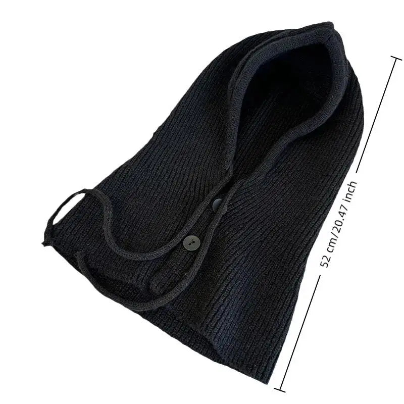 Cappello invernale caldo in maglia da donna, cappuccio tinta unita, berretto monopezzo con collo, cappello da esterno in cashmere