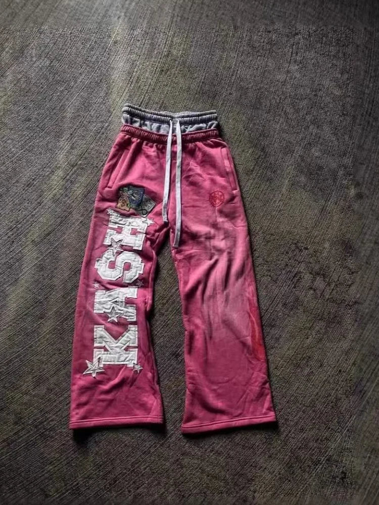 Pantaloni Casual Larghi e Dritti con Ricami e Stampe, Moda Autunno-Inverno per Uomo e Donna
