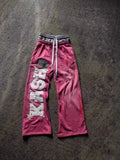 Pantaloni Casual Larghi e Dritti con Ricami e Stampe, Moda Autunno-Inverno per Uomo e Donna