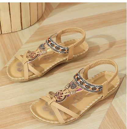 Sandali da donna Sandali estivi stile Boemia Donna Fondo morbido Sandali con tacco basso Scarpe da donna Scarpe antiscivolo Calzature estive