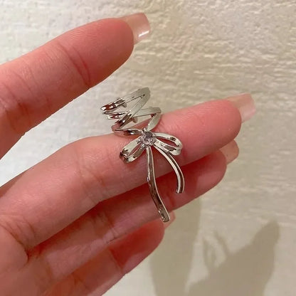 Orecchini con polsino dell'orecchio della farfalla rosa per le donne ragazze Fashion Bowknot No Piercing Clip orecchino Piercing finto Clip di balletto su gioielli