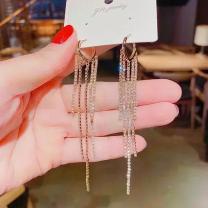 Nuova tendenza della moda Design unico Orecchini rettangolari eleganti e squisiti con zirconi per gioielli da donna Regali premium per feste di nozze
