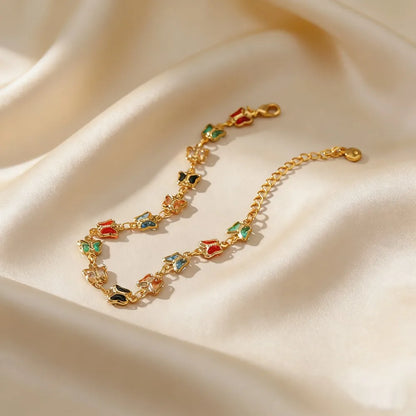 Bracciale con zirconi colorati per donna, accessorio gioiello di alta gamma, dolce e lussuoso
