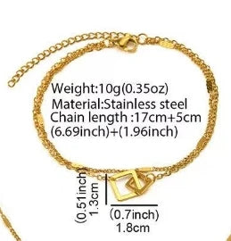 Bracciale a catena con ciondolo a forma di cuore o rotondo in acciaio inossidabile