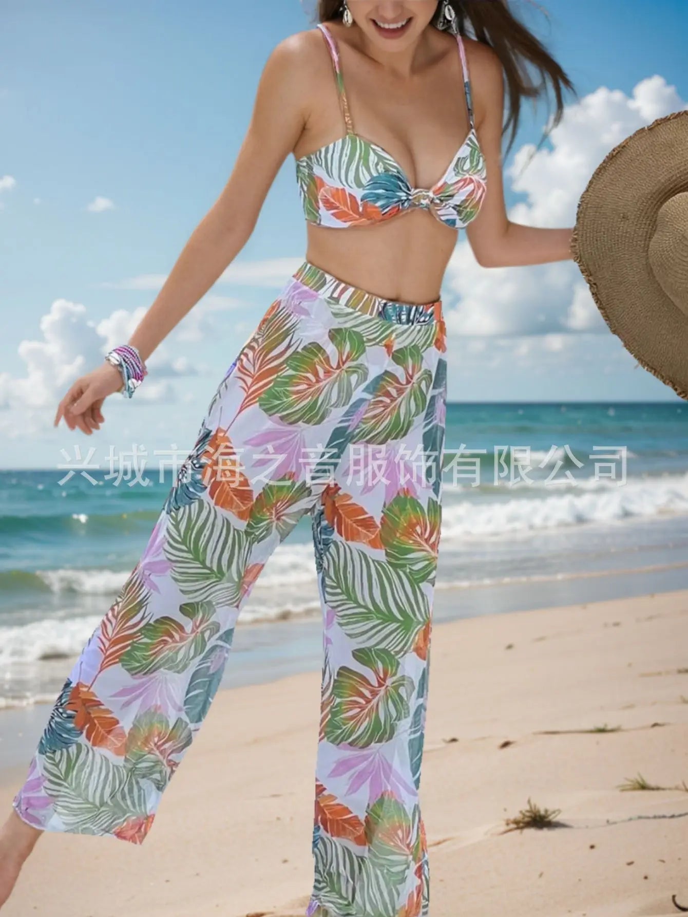 Nuovo costume da bagno bikini sexy pantaloni a rete costume da bagno da donna diviso in tre pezzi
