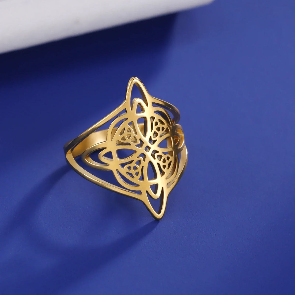 Skyrim Stregoneria Anello con nodo da strega Anelli da dito in acciaio inossidabile Wicca Triquetra Celtics Nodo Amuleto Protezione Gioielli Donna Uomo