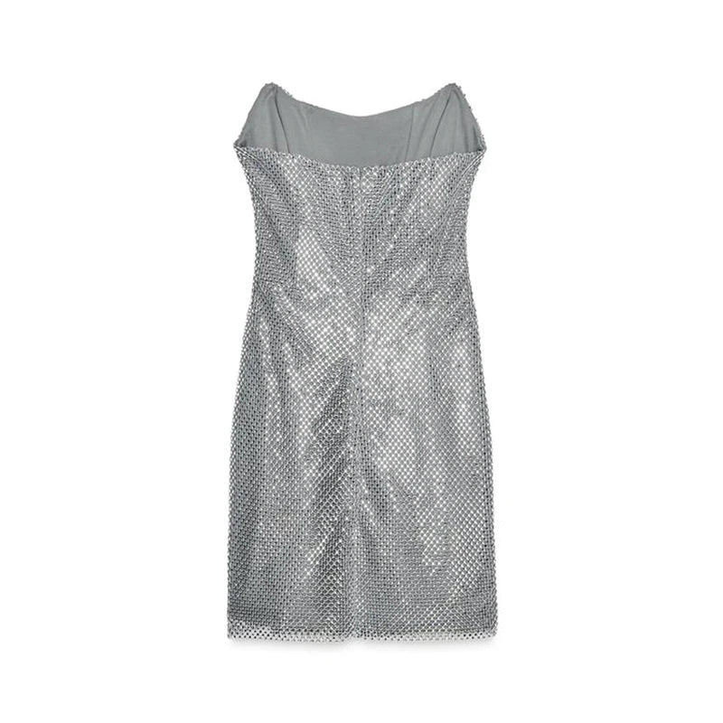 Abito corto senza maniche scintillante da donna con tutti i strass Abiti sexy senza spalline alla moda per donna Estate Nuovo outfit streetwear