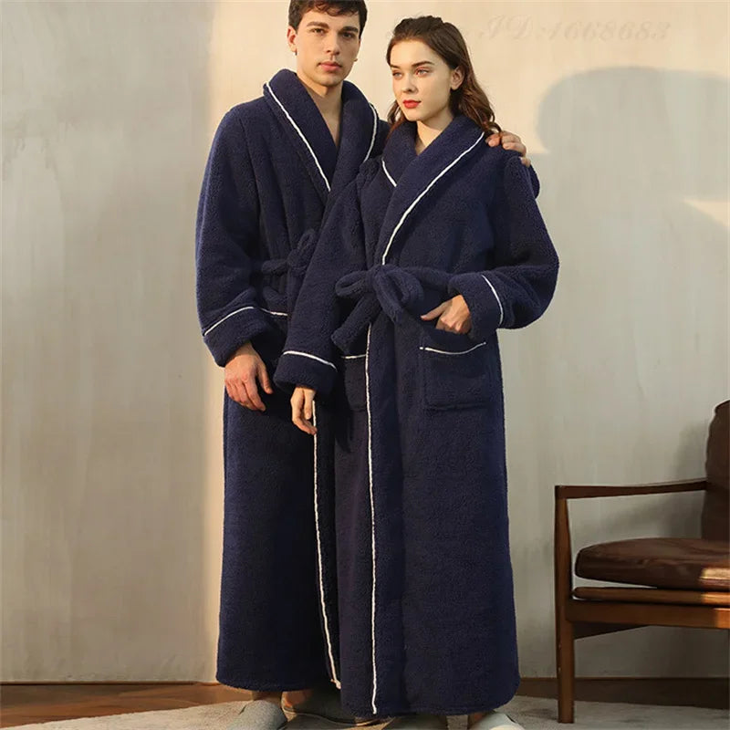 Autunno inverno caldo accappatoio abito casa vestiti addensare Coral Fleece coppia pigiameria abito lungo flanella allentata abbigliamento da salotto femminile