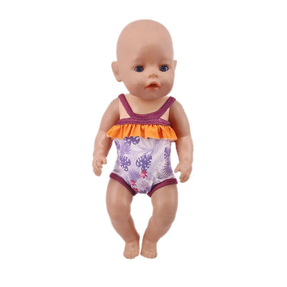 Costume da bagno per bambini in diversi stili, grazioso costume intero per bambole da 43 cm, accessori per bambole americane da 18 pollici, regali giocattolo per ragazze
