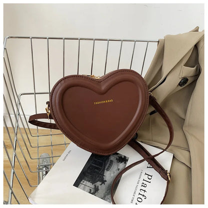 Borse a tracolla a forma di cuore di vendita calda per le borse a tracolla in pelle PU solida da donna