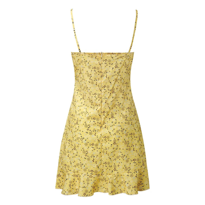 Gonna comoda estiva da donna, sexy, casual, per la casa, con piccola canotta floreale