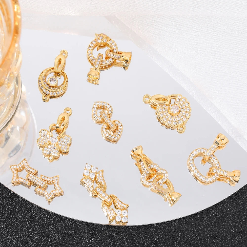 Juya 18K Placcato Oro Elementi di Fissaggio Decorativi Connettore Serrature Perle Catenacci Accessori Per Il Cucito FAI DA TE Perline Creazione di Gioielli