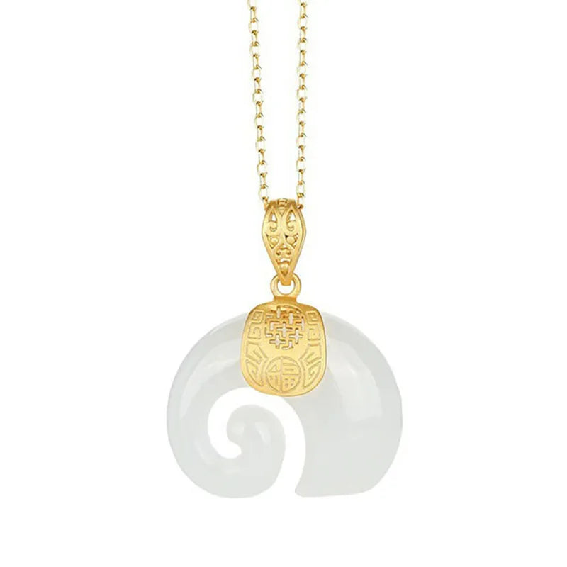 Boutique Natural Stone Hetian Jade Elephant ciondolo collana a catena placcata oro 18 carati gioielli girocollo per le donne anniversario di compleanno