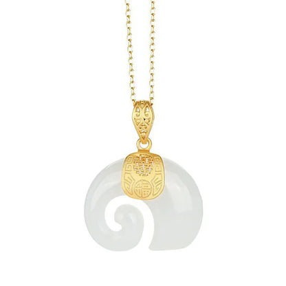 Boutique Natural Stone Hetian Jade Elephant ciondolo collana a catena placcata oro 18 carati gioielli girocollo per le donne anniversario di compleanno