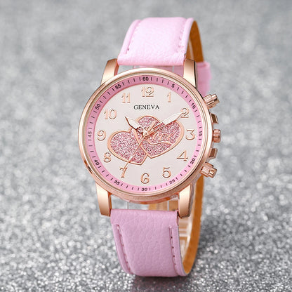 1/4PCSt Orologi da donna alla moda Orologio al quarzo con quadrante a cuore Cinturino in pelle casual Orologi da polso da donna Reloj Mujer (senza scatola)