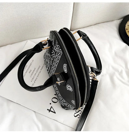 Borsa a conchiglia da donna in pelle PU retrò borsa a tracolla da donna con tracolla a fiori di anacardi estivi Set femminile borse a mano con manico piccolo