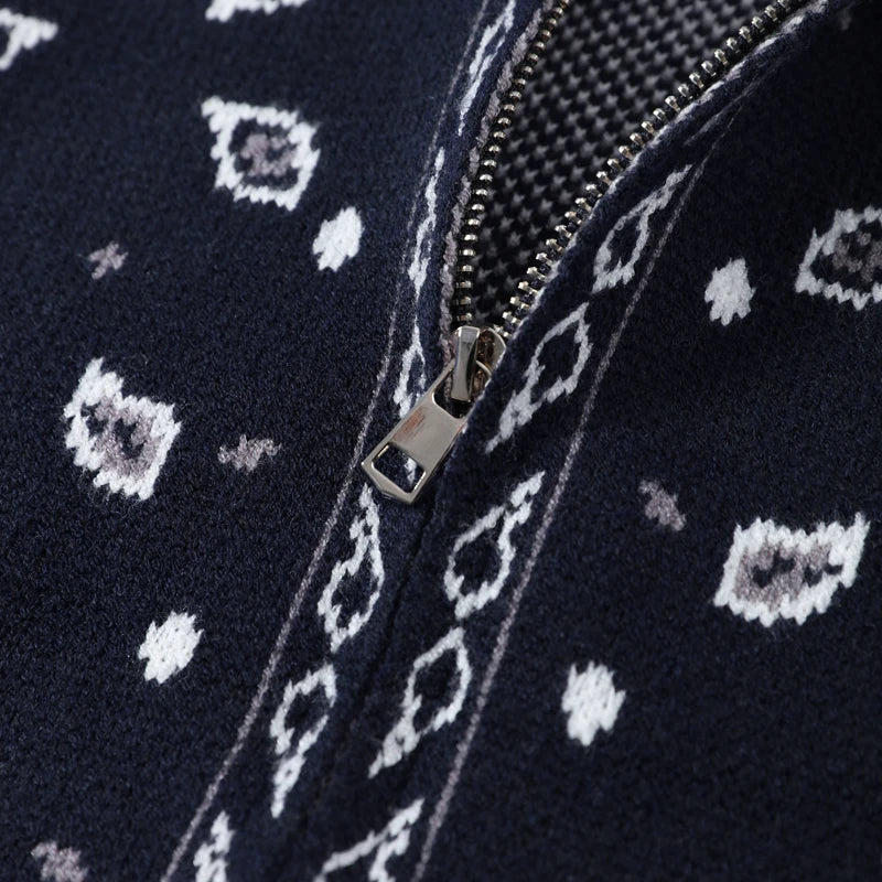 Street Knit Jacquard Colletto alla coreana Cardigan Cerniera Manica intera Maglione grigio femminile 2026 Primavera Lady Fashion Maglieria accogliente Nuovo
