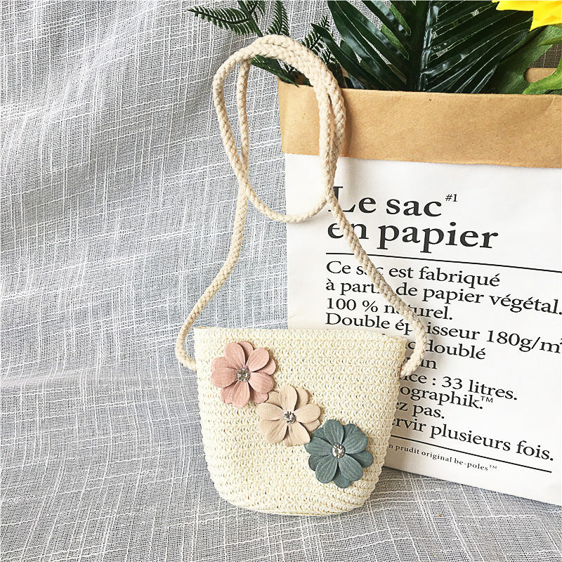Borsa a tracolla in tessuto di paglia per bambini estivi belle ragazze borse portamonete piccole borse a tracolla per bambini Mini portafoglio principessa